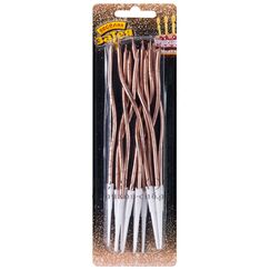 Свечи Волна розовое золото с подставкой 12шт