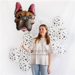 Фольгированный шар Голова Собака бульдог