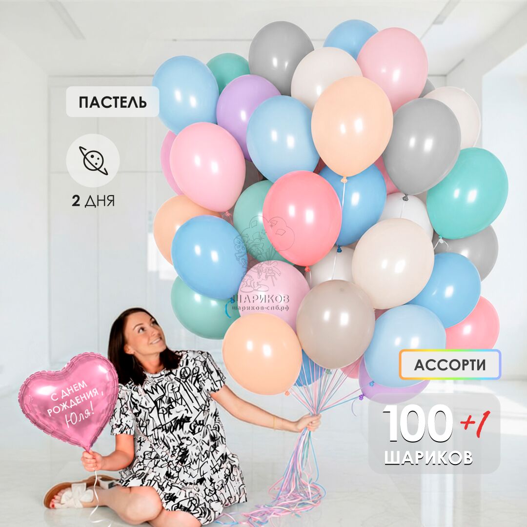 АКЦИЯ! Сет № 4, 100 шаров пастель ассорти с обработкой