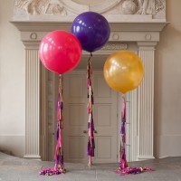 Шар 90 см с декором №2 длина ленты 1,5