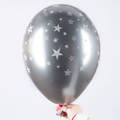 Воздушный шар хром серебро со звездами