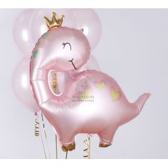 Фольгированный шар Динозаврик Принцесса (розовый)