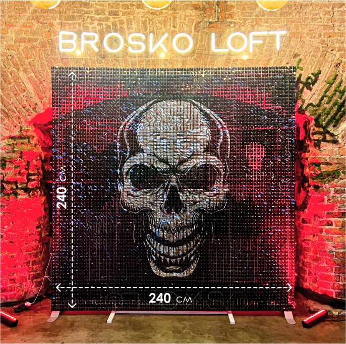 Каркас из пайеток с черепом 240Х240